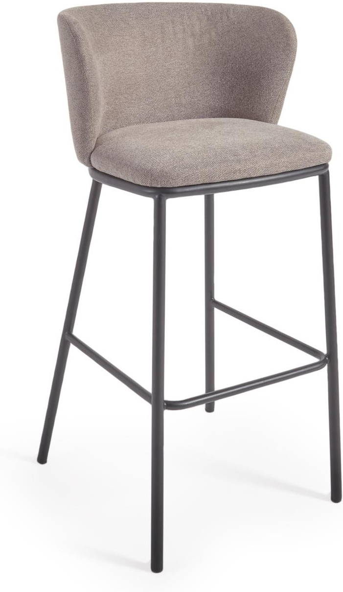 Barstol Kave Home Ciselia brun chenillestof miljøvenlig formaldehydfri træstruktur stålramme nordisk design