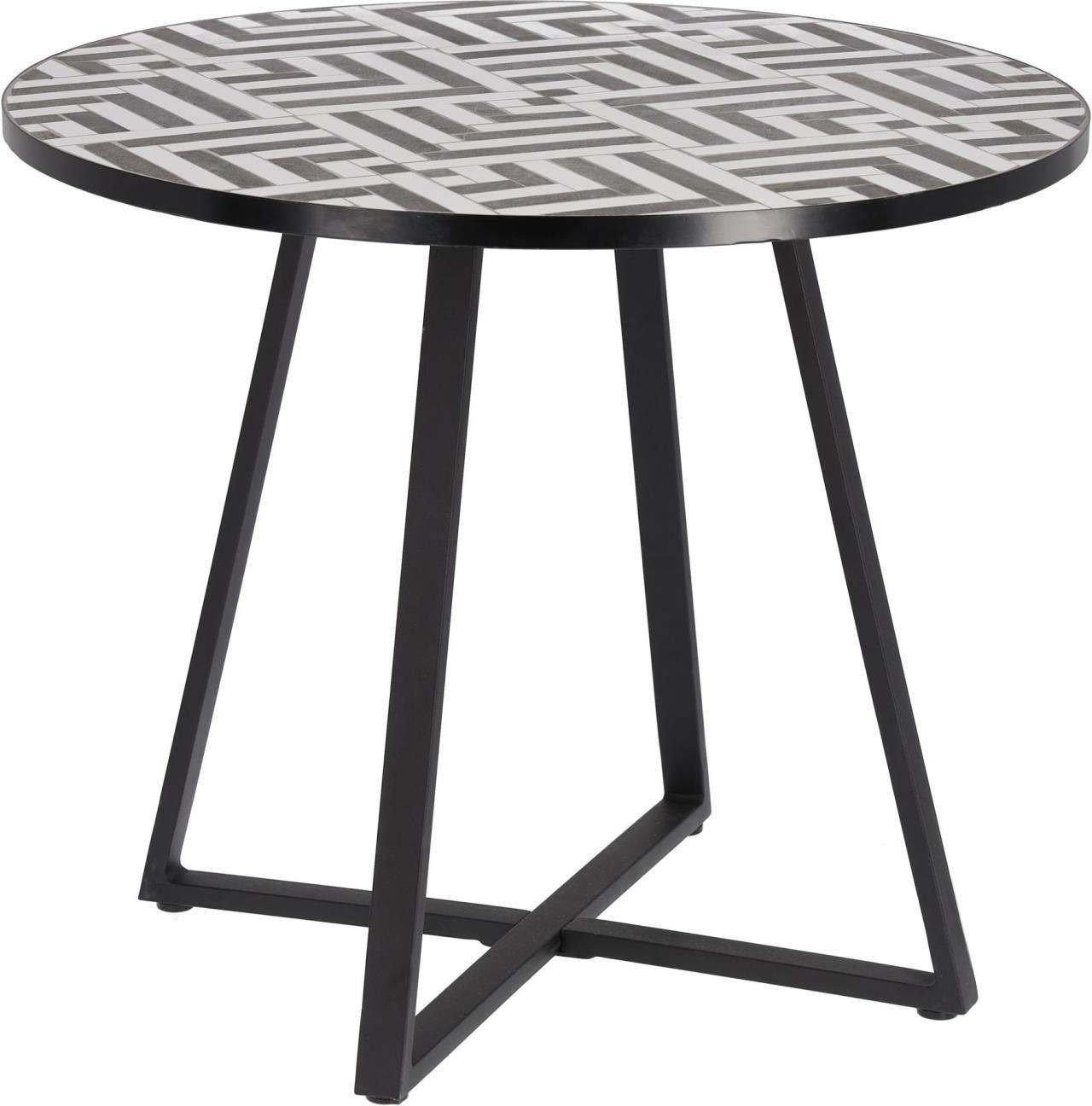 Udendørs spise- og terrassebord Kave Home Tella 90x90 cm keramik og stål mosaik
