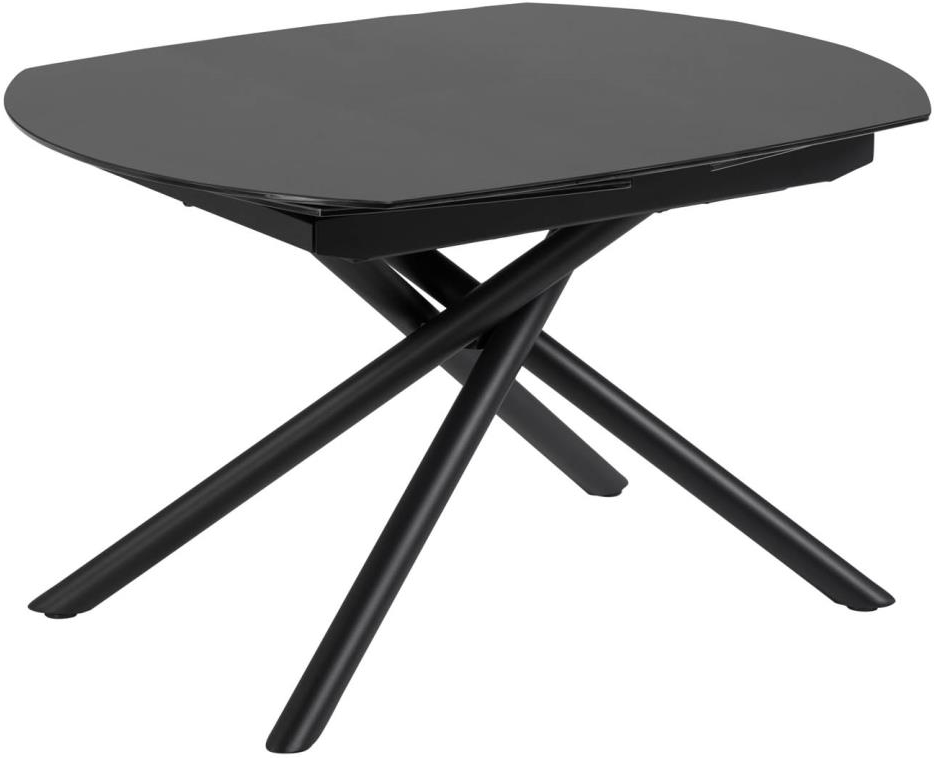 Spisebord med udtræk Kave Home Yodalia 190Ã100Ã78 cm mørkt hærdet glas sort stål