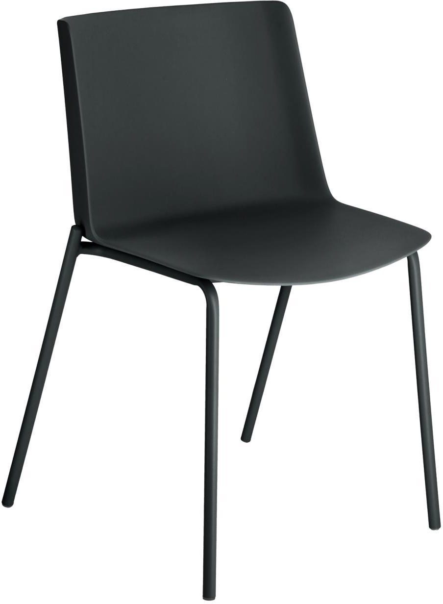 Spisebordsstol/spisestuestol Kave Home Hannia  -  sort plast med stålben, nordisk moderne design