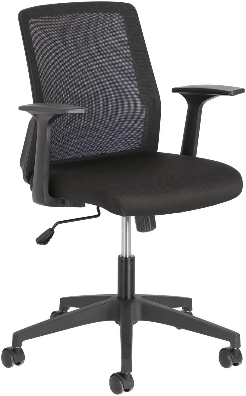 Kontorstol Kave Home Nasia  -  Ergonomisk Arbejdsstol til Hjemmekontor, Polstret Sort med Hjul og Justerbar Højde
