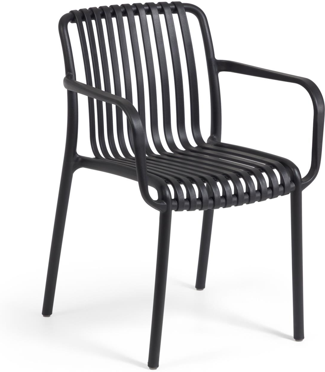 Udendørs Spisebordsstol Kave Home Isabellini Sort Genbrugsplast UV-resistent Ergonomisk Stabelbar Havestol
