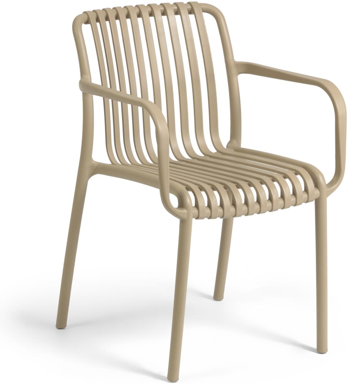 Kave Home Isabellini stabelbar udendørs spisebordsstol, havestol beige polypropylen H80ÃB49ÃD54 cm