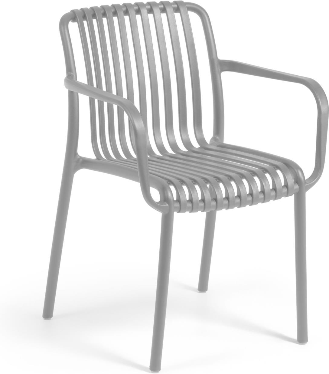 Udendørs spisebordsstol Kave Home Isabellini grå polypropylen ergonomisk stabelbar UV-resistent havestol