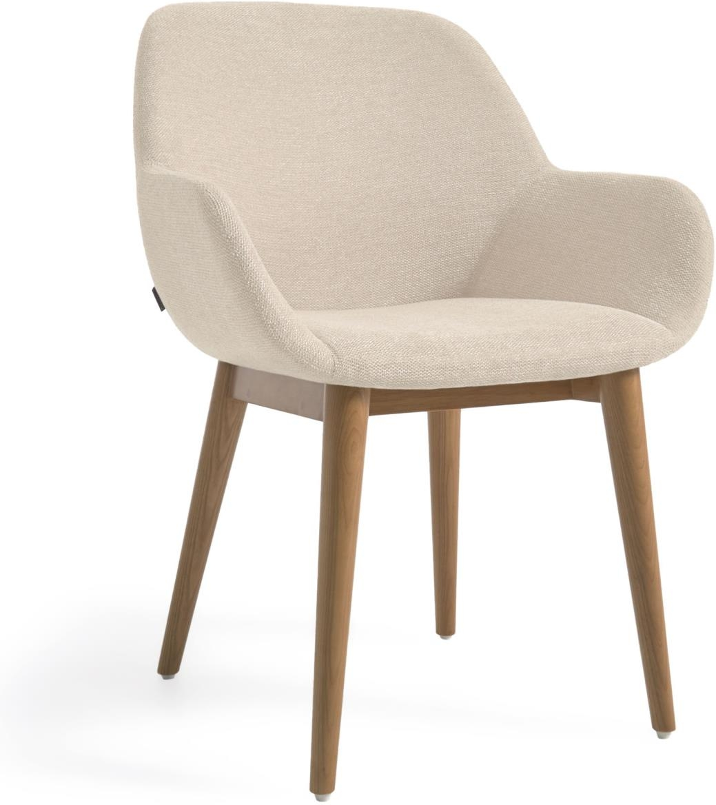 Spisebordsstol med armlæn Kave Home Konna Beige Chenille
