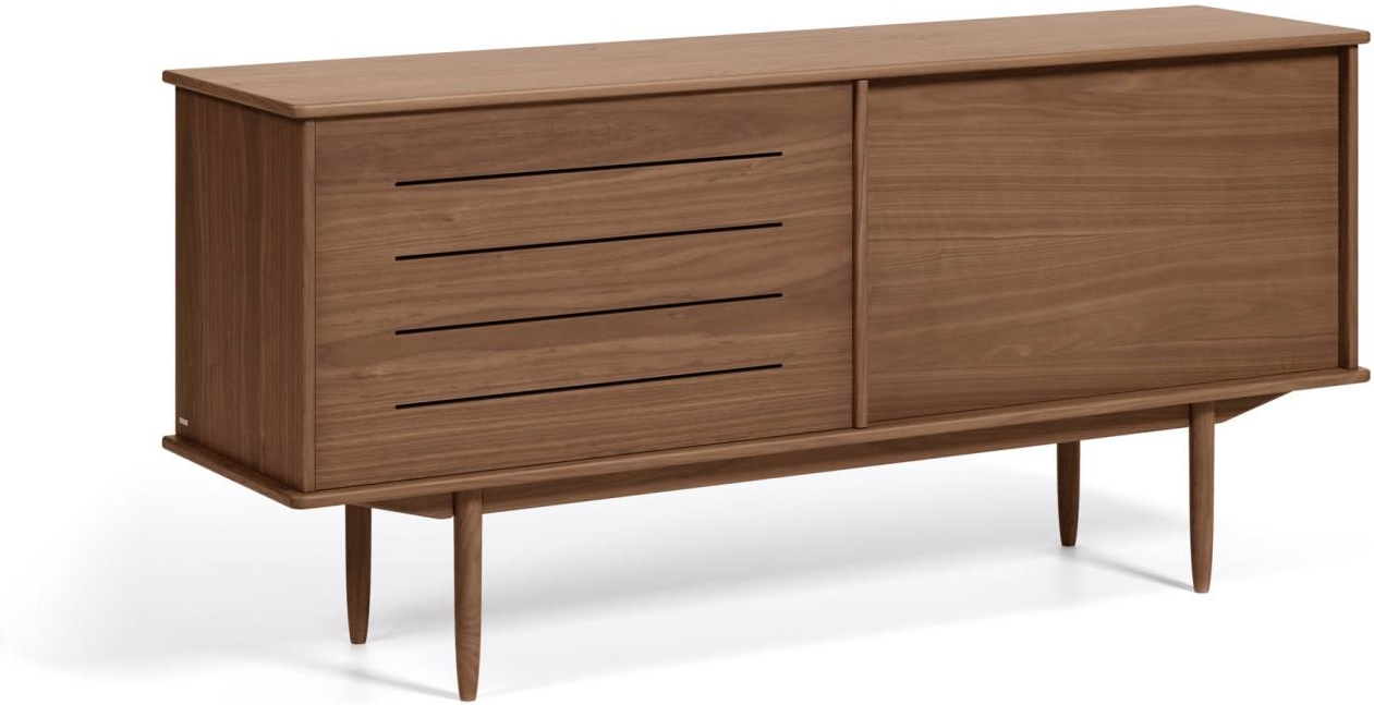 Skænk Kave Home Carolin  -  valnøddetræ finér, skydedøre, 180 x 45 x 83,8 cm