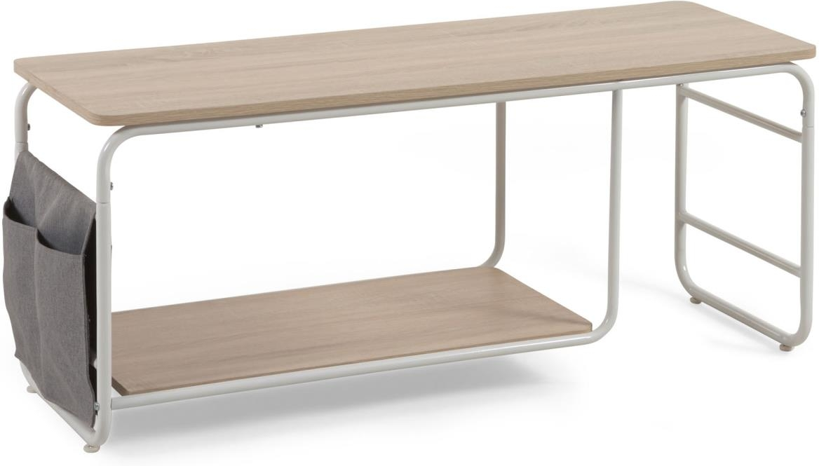 TV-bord Kave Home Yamina natur med hvidmalet metalramme og stoflommer