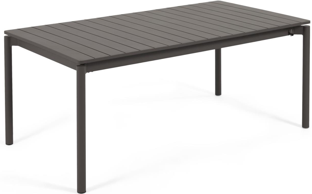 Udendørs spisebord med udtræk Kave Home Zaltana 240x100 cm sort pulverlakeret aluminium