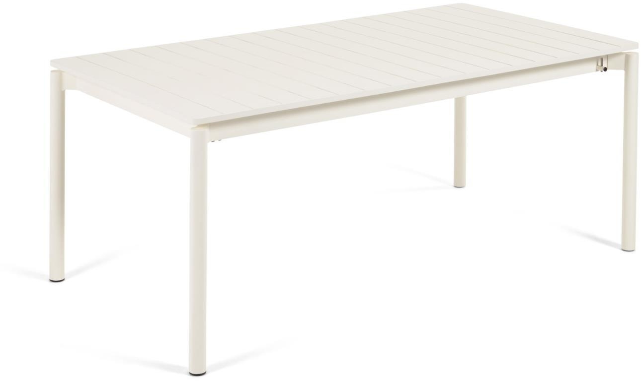 Udendørs spisebord og havebord med udtræk Kave Home Zaltana L240-300 x B100 x H75 cm hvid aluminium