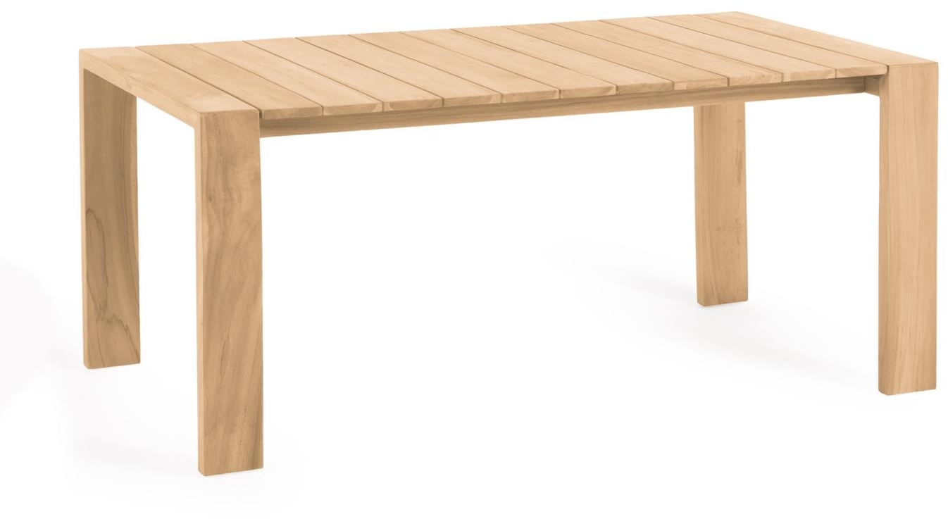 Udendørs spise- og havebord Kave Home Victoire massivt teak 110x240 cm rustik ældret finish
