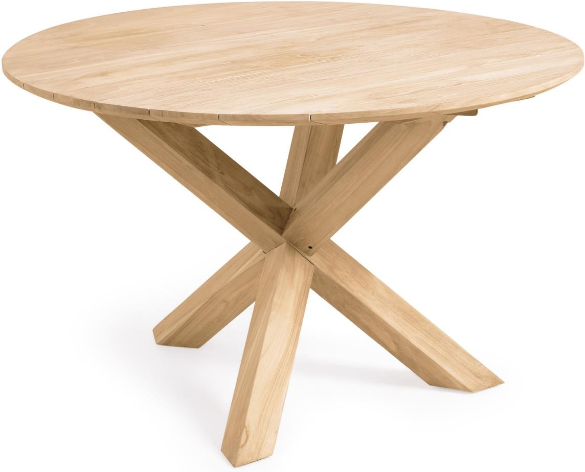 Udendørs spisebord Kave Home Teresinha rund massivt teak Ø120 x H76 cm rustik kolonial