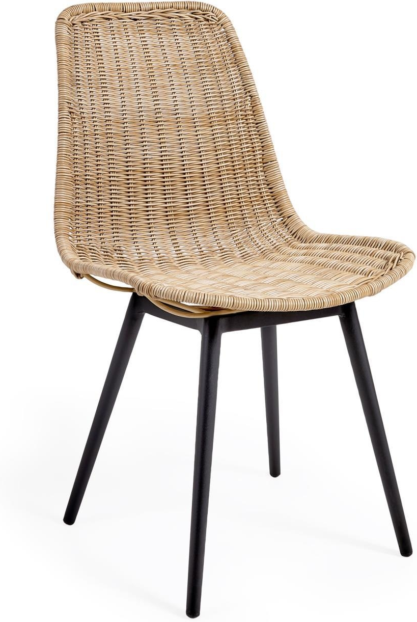 Udendørs spisebordsstol havestol Kave Home Emmol rustik polyrattan aluminium natur
