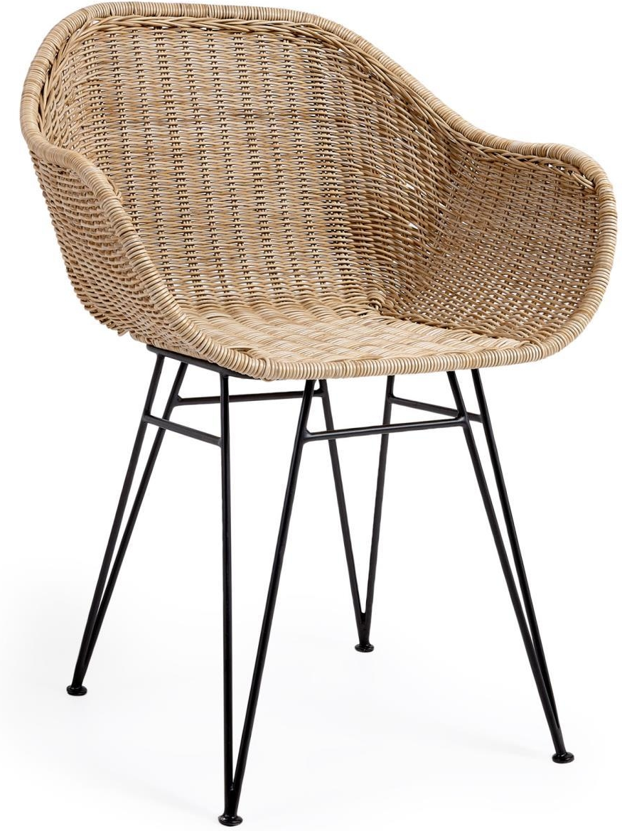 Udendørs spisestol/havestol Kave Home Chart naturfarvet  -  galvaniseret stål og flettet polyrattan