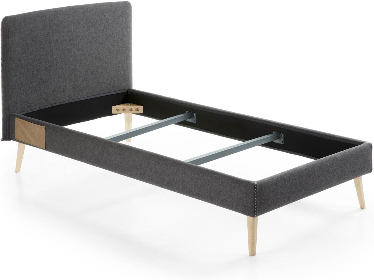 Betræk til sengeramme Kave Home Dyla sort stof 90x190 cm