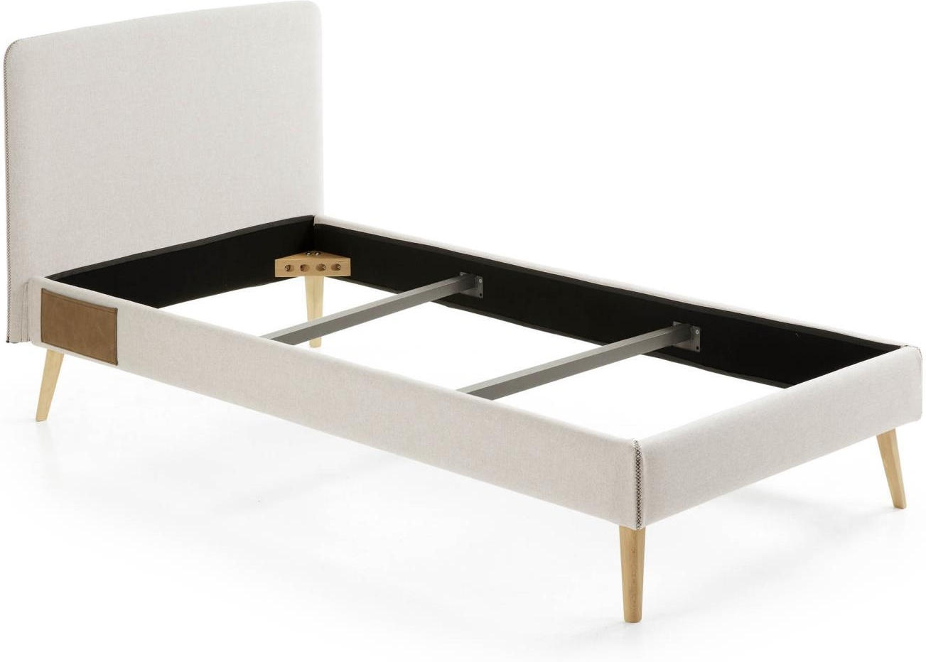 Stofbetræk til sengeramme Kave Home Dyla 90x190 cm beige pletafvisende nordisk design