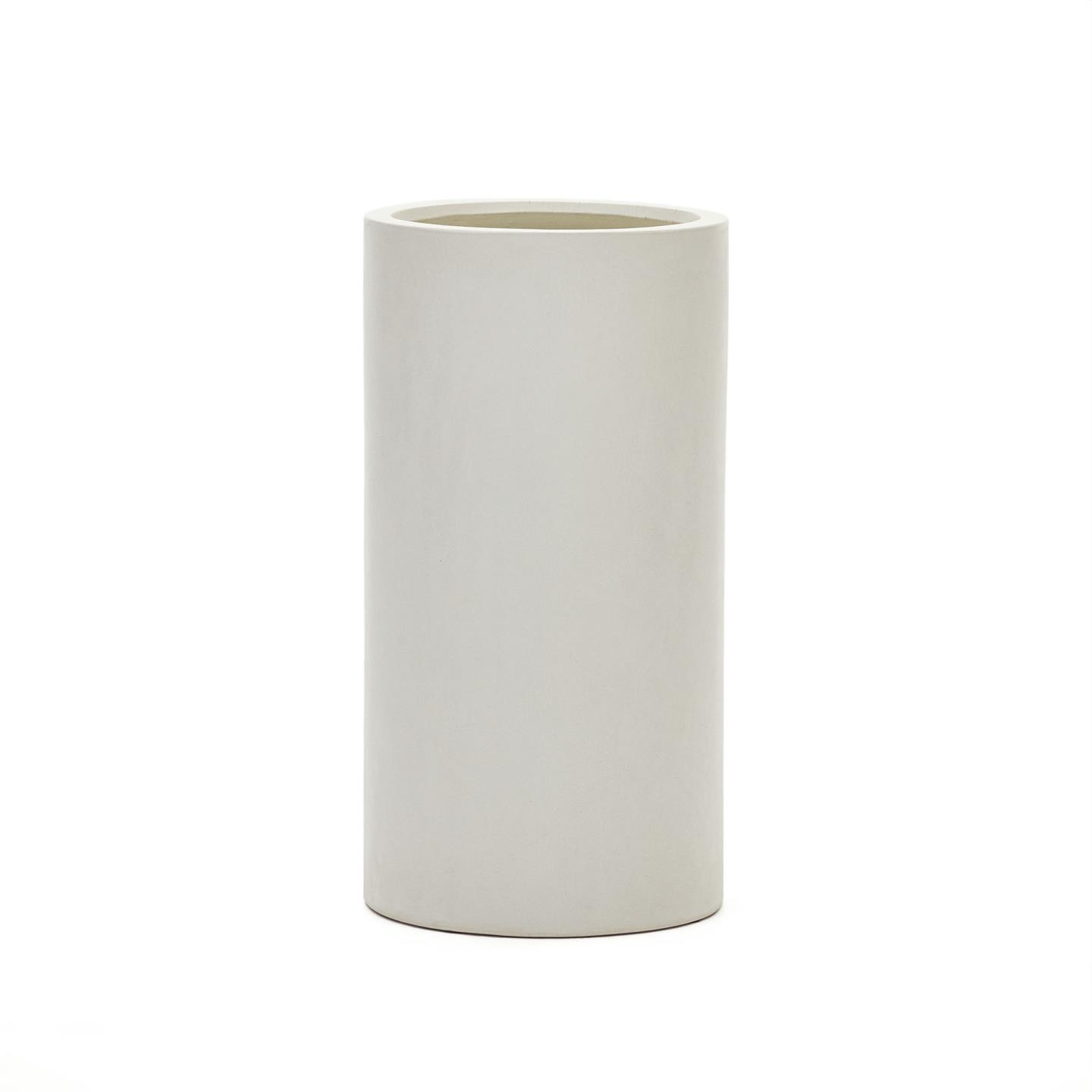 Plantekrukke Kave Home Aiguablava i hvid cement H80 x Ø42 - nordisk design