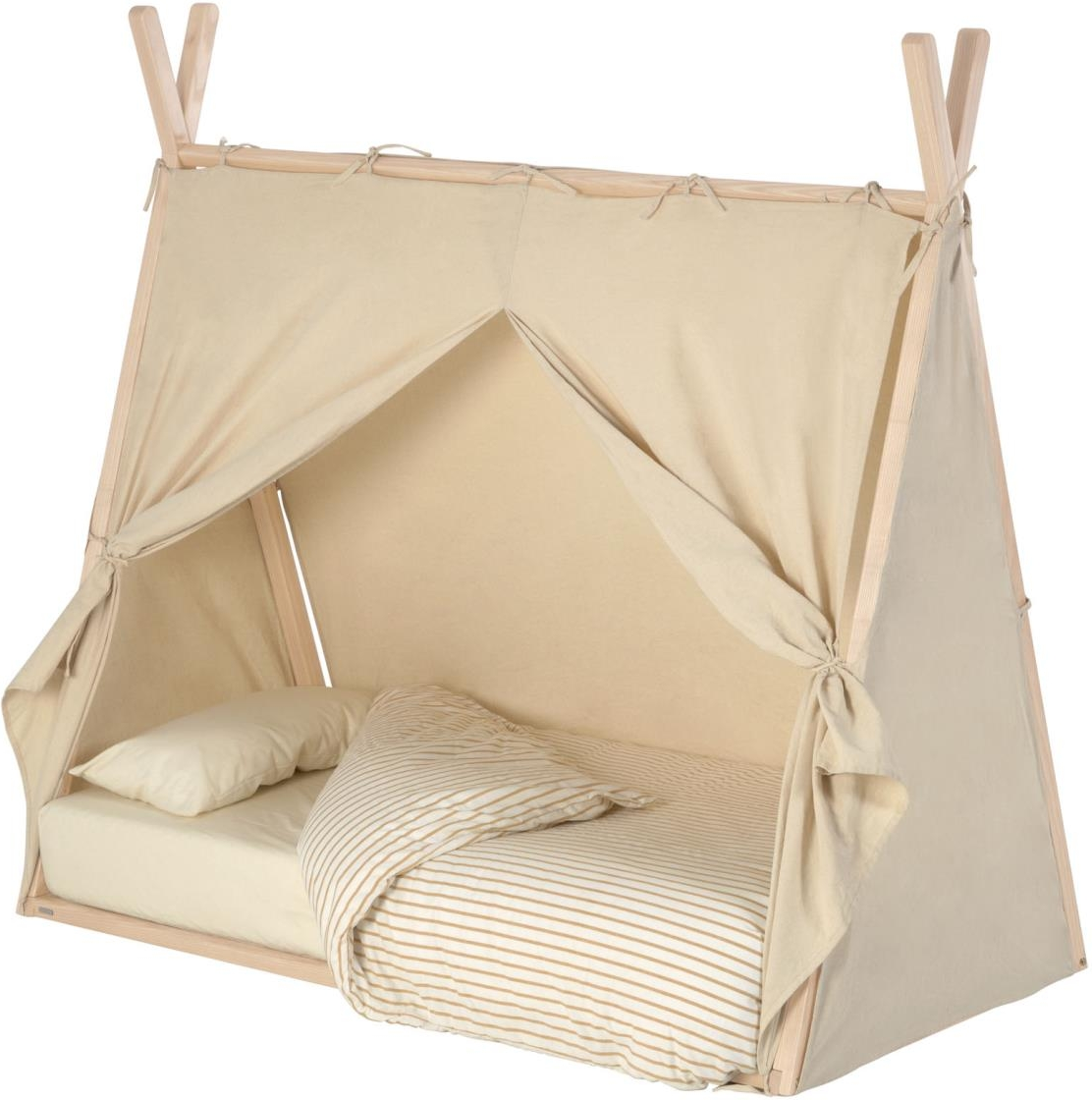 Baldakin til tipi-seng Kave Home Maralis i bomuld, beige, H140xB70xL136 cm