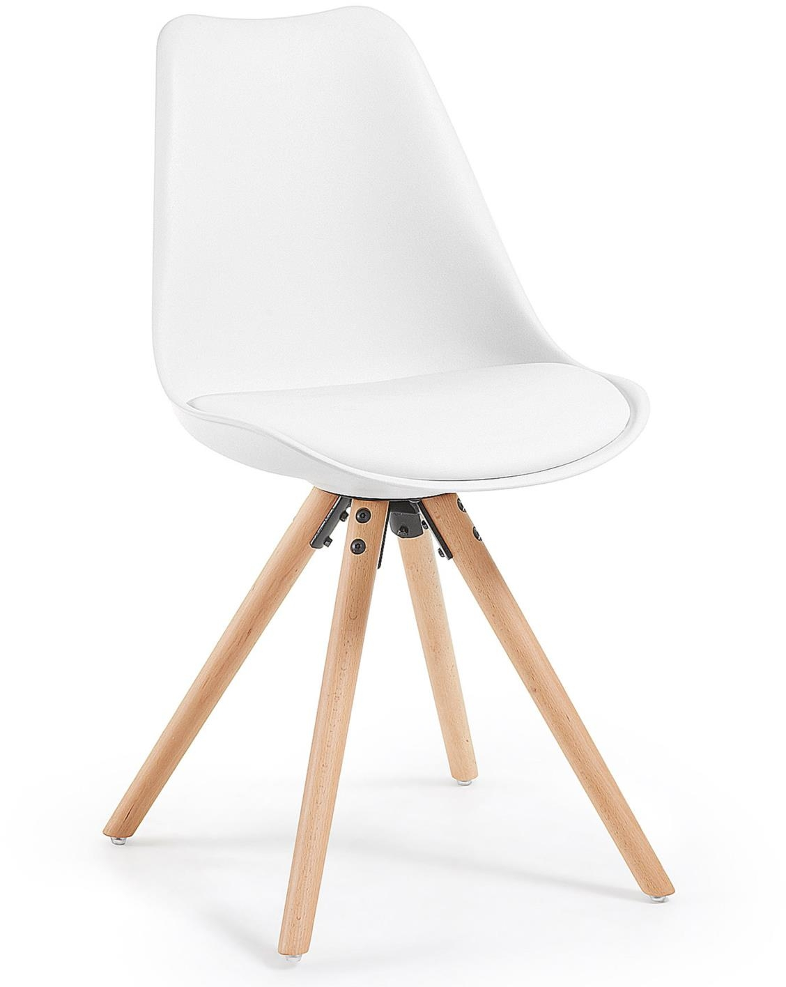 Spisebordsstol Spisestuestol Kave Home Ralf nordisk design hvid/natur polstret syntetisk læder bøgetræ