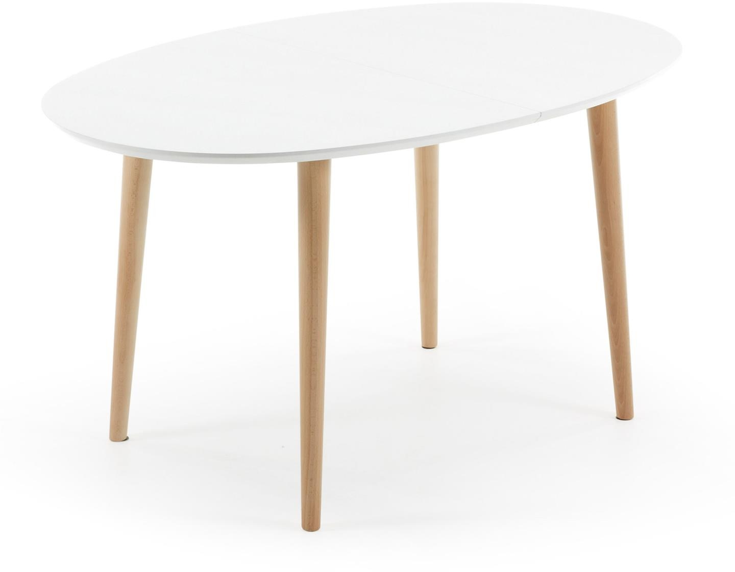 Spisebord med udtræk Kave Home Oqui | Hvid/natur 140x90 cm til 6-10 personer