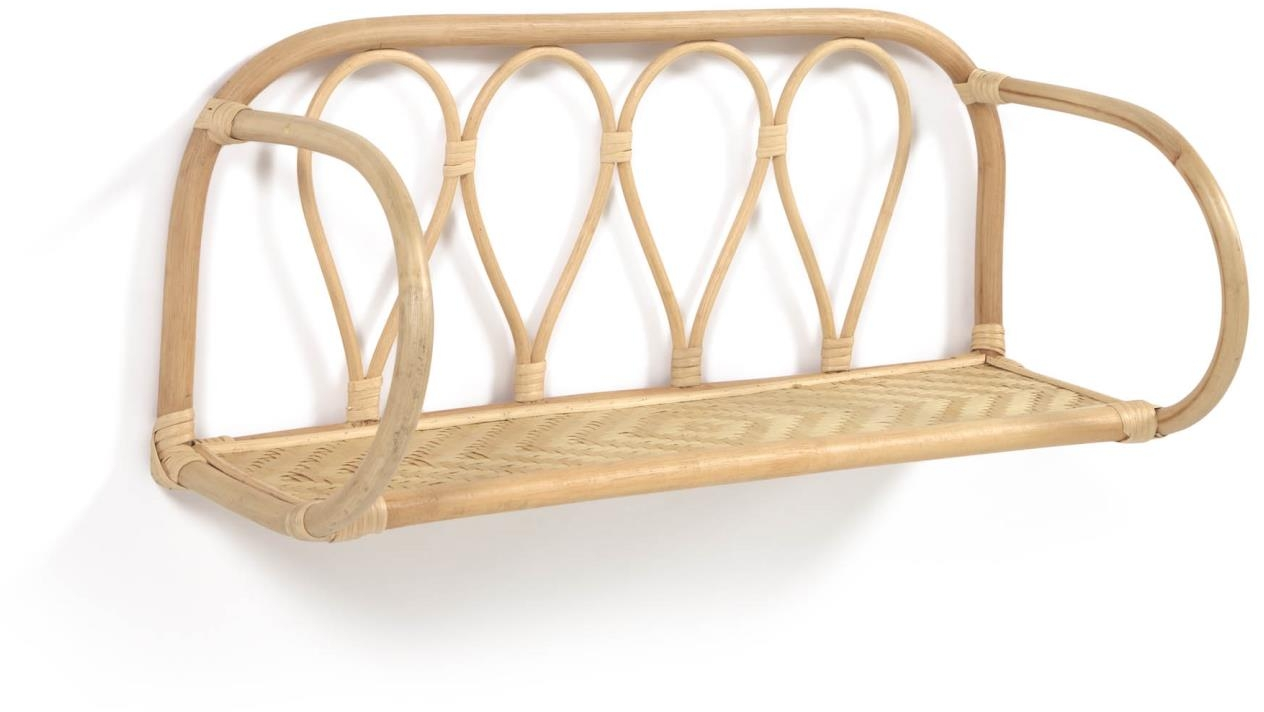 Væghylde Kave Home Nyarai i håndflettet rattan natur 25 x 58 cm