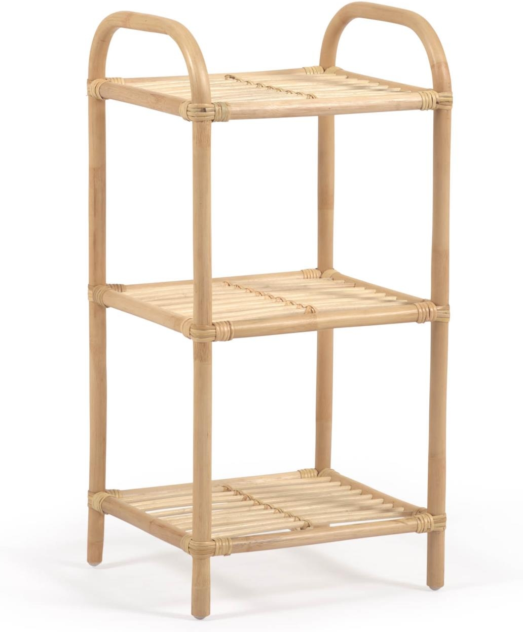 Rattan opbevaringsreol Kave Home Ormela i naturlige fibre kolonial vintage stil 80x35x40 cm