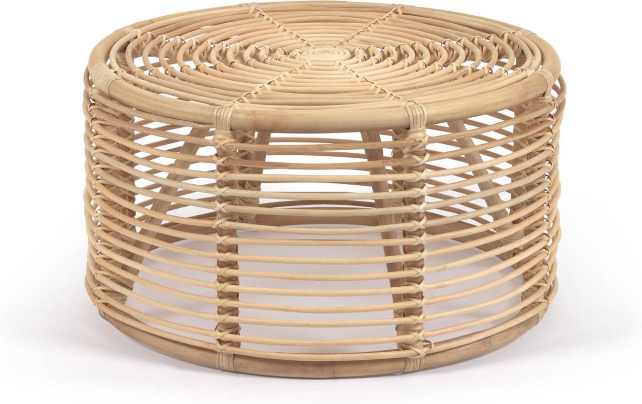 Sofabord/kaffebord Kave Home Kohana vintage håndlavet rattan natur 66x66x36 cm