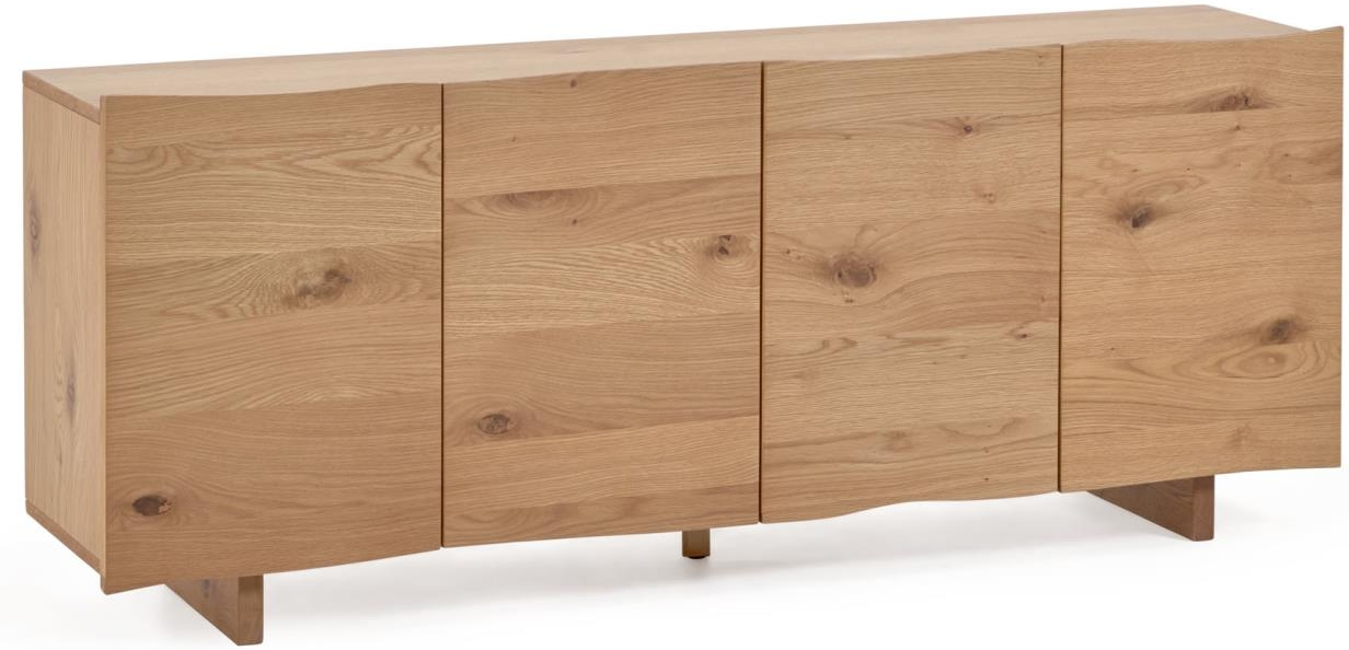Skænk/sideboard Kave Home Rasha natur egetræsfiner H71ÃB180ÃD41 cm med 4 døre og justerbare hylder