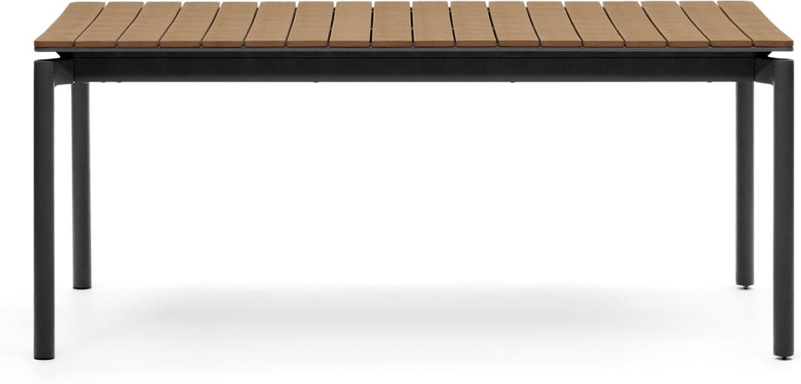 Udtrækkeligt udendørs spisebord Kave Home Canyelles  -  aluminium, moderne nordisk design, sort/brun