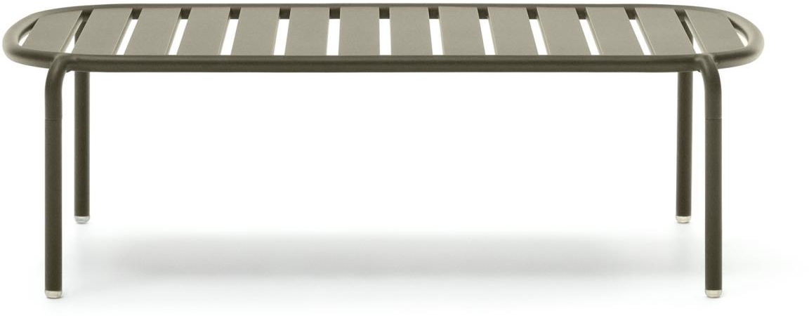 Udendørs sofabord Kave Home Joncols aluminium grøn L113xB65xH35 cm moderne nordisk