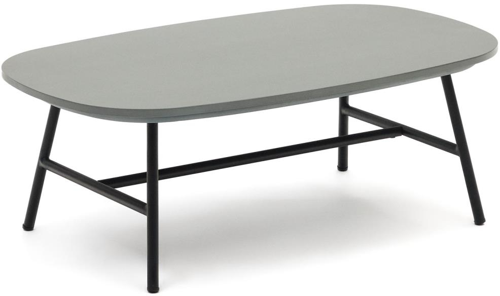Udendørs lounge- og sofabord Kave Home Bramant, sort stål og cementfiber, 100x60 cm