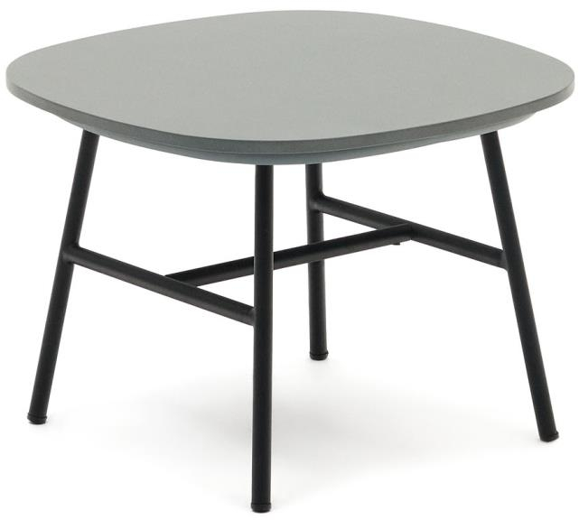 Udendørs sidebord Kave Home Bramant i sort med robust stålbase og cementfiber bordplade