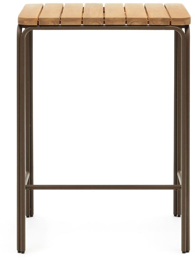 Udendørs barbord/ståbord Kave Home Salguer i FSC-certificeret akacietræ og galvaniseret stål UV-bestandigt 70x70 cm brun/natur