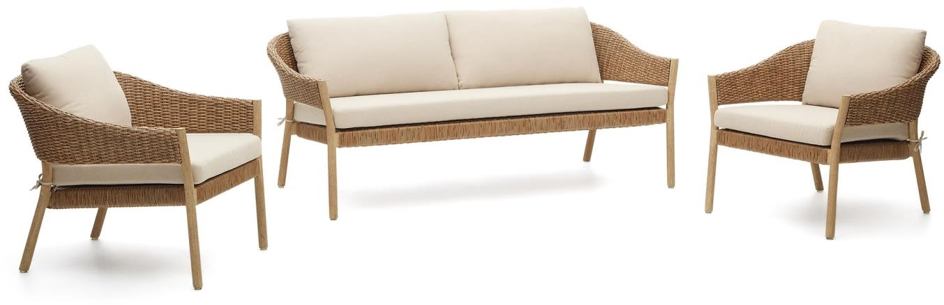 Udendørs sofasæt Kave Home Pola natur i FSC certificeret eukalyptustræ og polyrattan