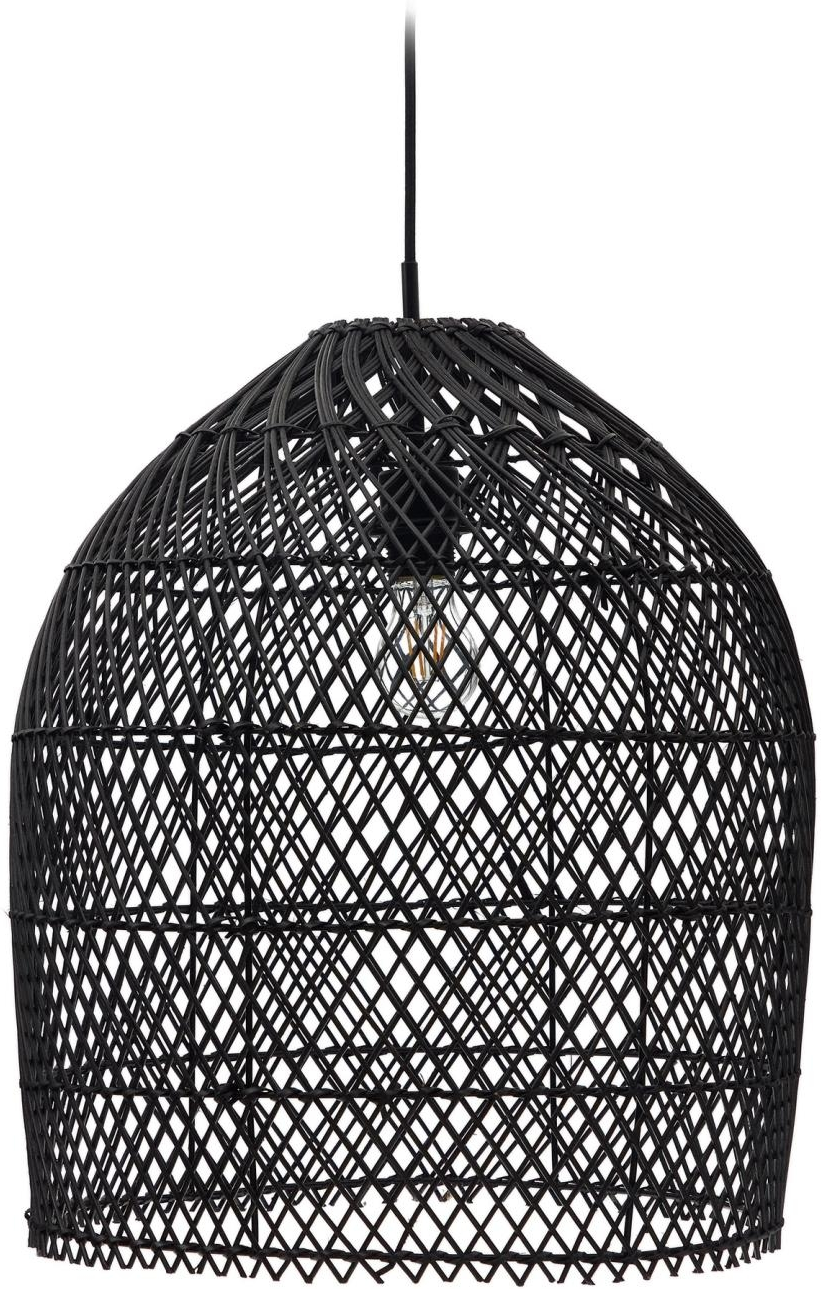 Pendel lampe Kave Home Domitila  -  håndvævet sort rattan Ø44 cm