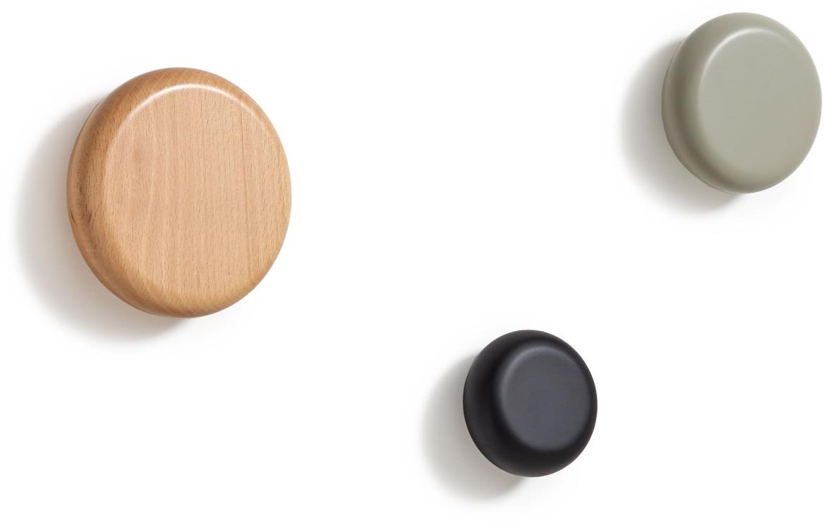 Vægkroge 3 stk Kave Home Nadue massivt bøgetræ multicolor Ø5-10 cm