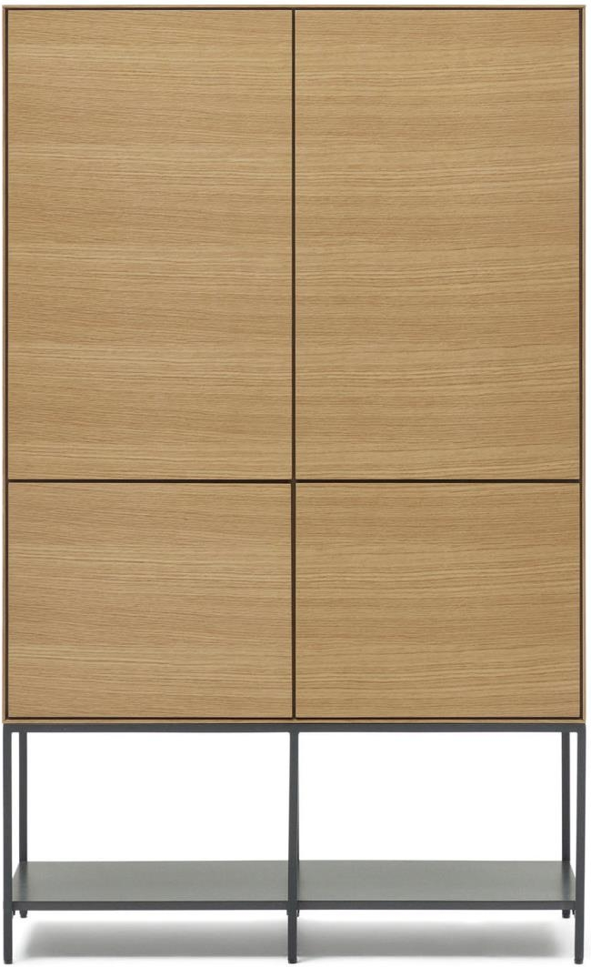 Højskab Kave Home Vedrana i egetræsfinér med mat antracit stålben natur/sort H160xB97,5xD40 cm