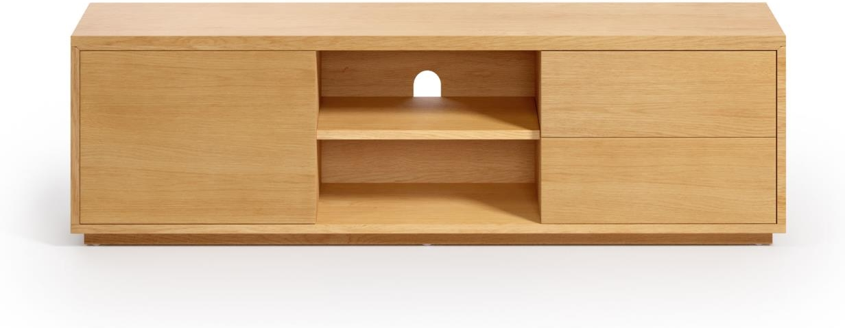 TV-bord Kave Home Abilen natur 150x36x44 cm MDF/egtræsfiner 2 skuffer 2 hylder