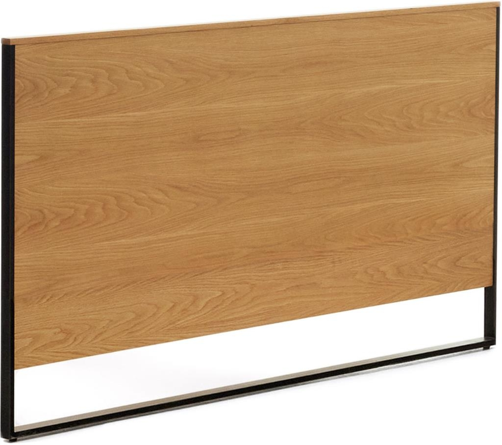Kave Home Taiana sengegavl / hovedgærde 97x173 cm i egetræsfinér natur med sorte stålben