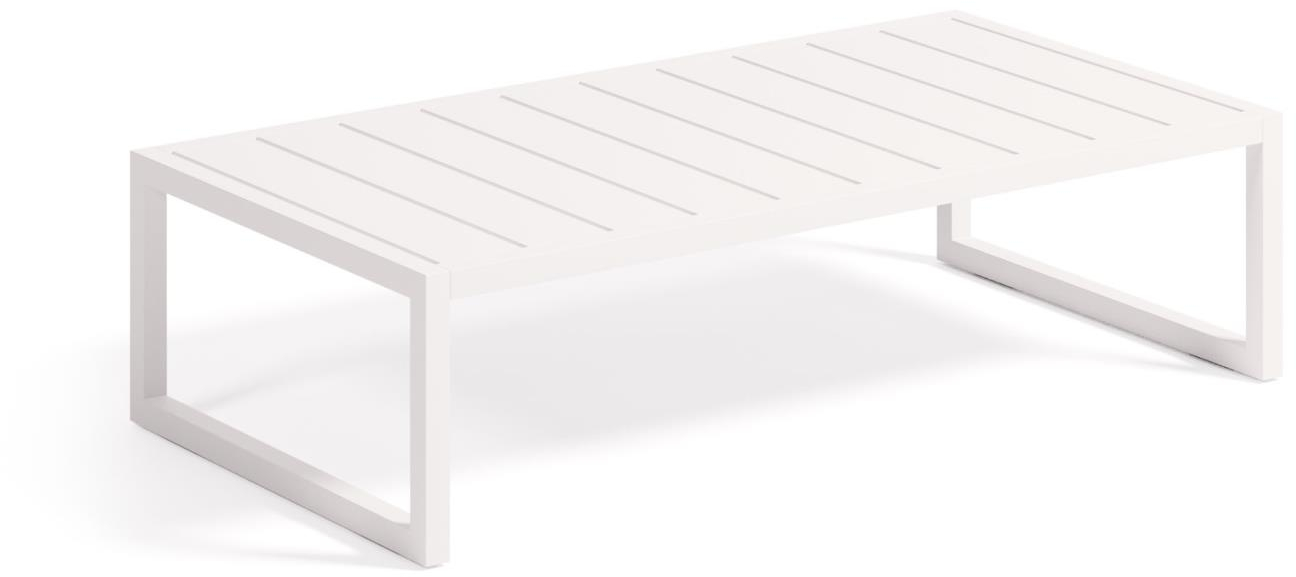 Udendørs sofabord Kave Home Comova moderne nordisk hvidt pulverlakeret aluminium 114x60 cm