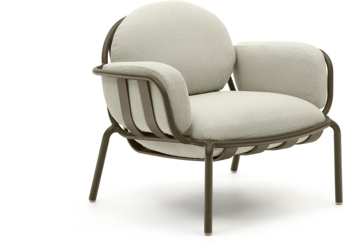 Udendørs lænestol Kave Home Joncols aluminium rust- og korrosionsbestandig med aftagelige hynder beige/grøn