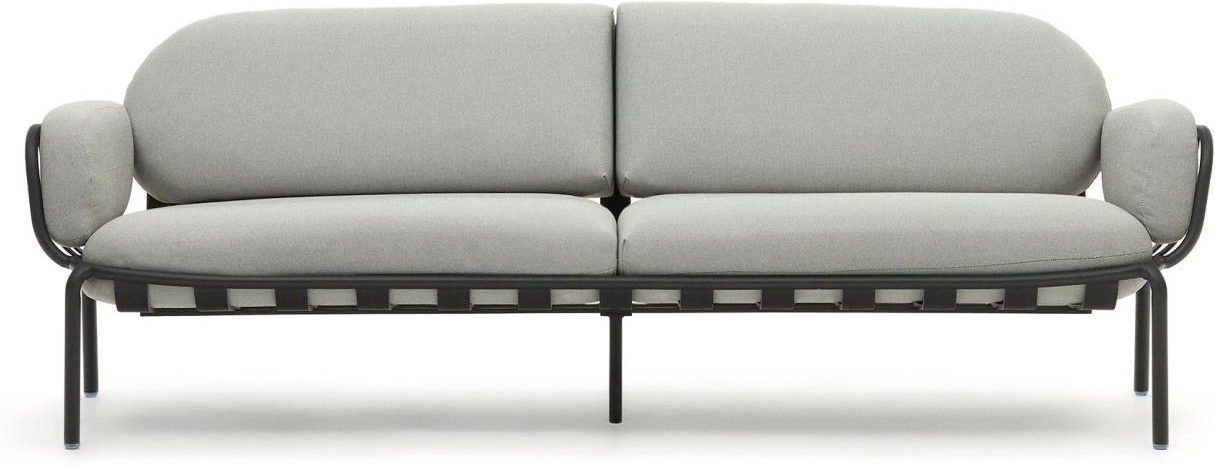Udendørs 3-personers sofa Kave Home Joncols grå  -  nordisk design i aluminium med aftagelige puder