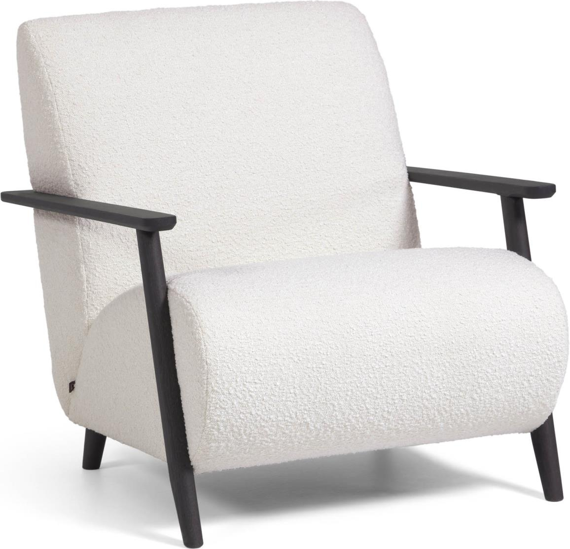 Lænestol Kave Home Meghan Hvid/Sort Fleece Asketræ Wenge Nordisk Minimalisme