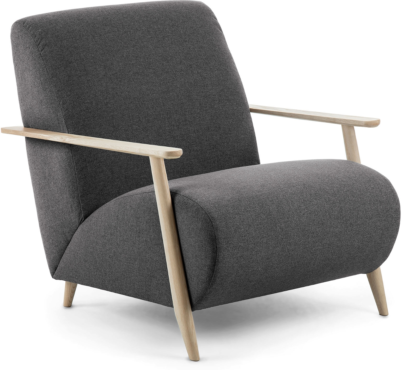 Lænestol/armstol Kave Home Meghan sort/natur polstret Varese stof asketræ wenge finish anti-plet
