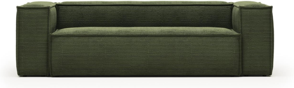 3-personers trepersoners sofa Kave Home Blok polstret grøn corduroy stof nordisk moderne