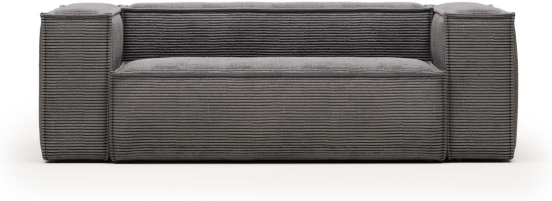 3-personers sofa Kave Home Blok polstret grå bredribbet corduroy B210Ã100Ã69 cm nordisk vintage