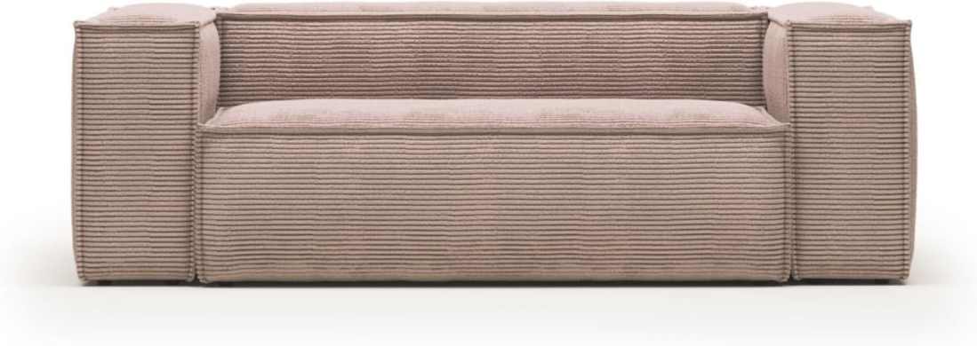 3-personers sofa Kave Home Blok lyserød velour nordisk vintage 210x100x69 cm