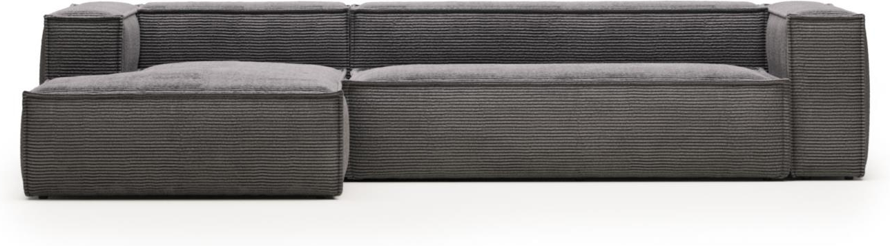 Chaiselong sofa venstrevendt Kave Home Blok fløjlssofa grå 330x174x69 cm