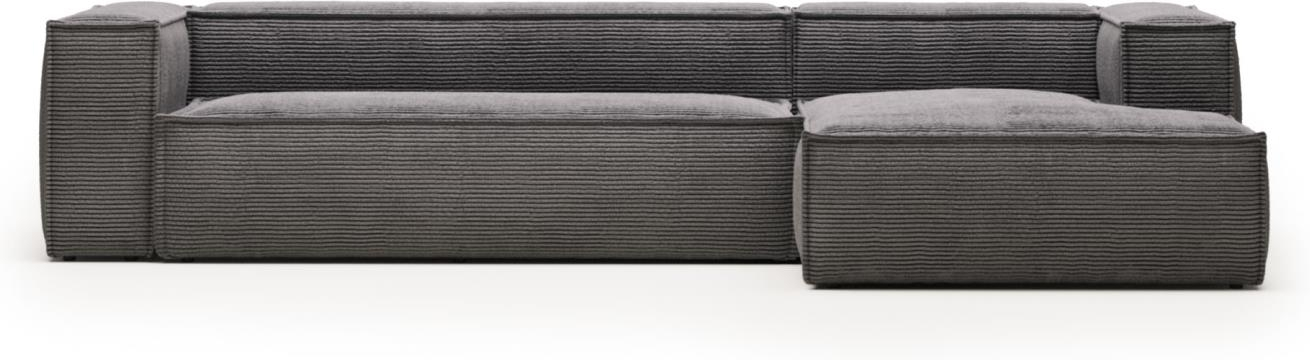 Chaiselong sofa Kave Home Blok grå fløjl højrevendt H69ÃB174ÃL330cm