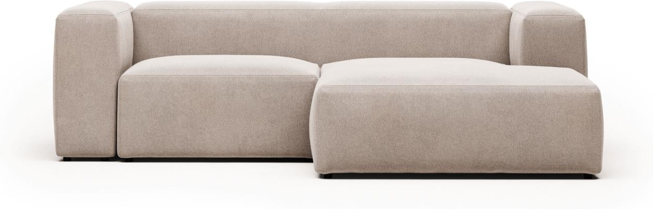 Chaiselongsofa 2-personers højrevendt Kave Home Blok beige pletafvisende stof moderne nordisk design 240x174 cm