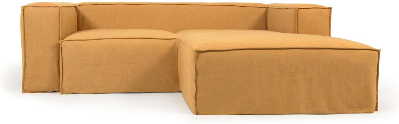 2-personers sofa Kave Home Blok højrevendt chaiselongue sennepsgul 240 cm